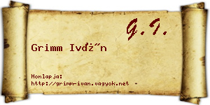 Grimm Iván névjegykártya